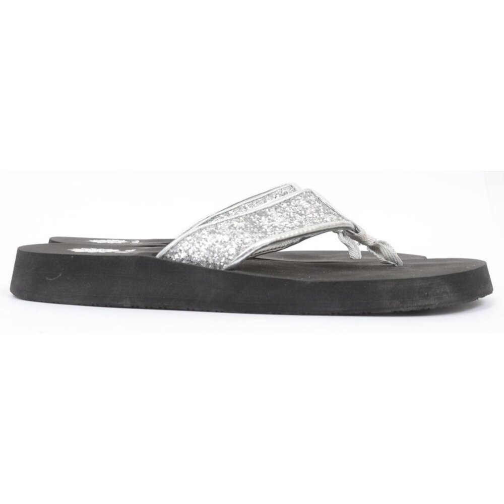 Yellow Box Feliks Women's 9M Glimmering Silver‎ Glitter Flip Flop Thong Sandal - Picture 5 of 7
